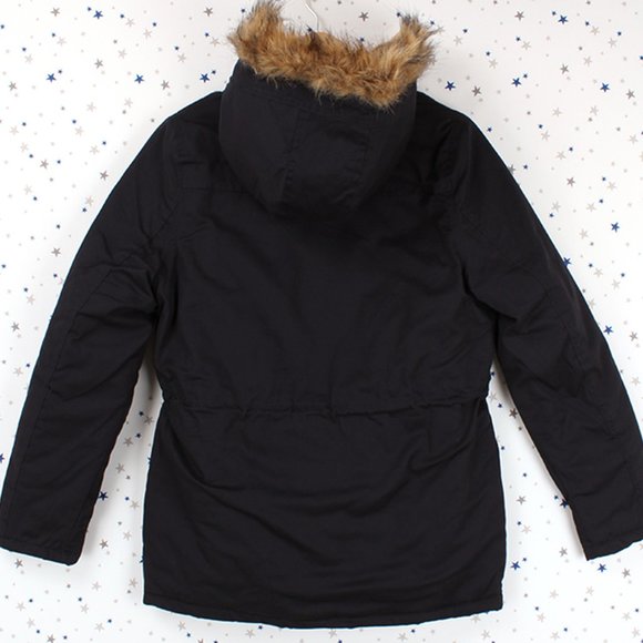 Navy Faux Fur Hooded Utility Parka Jacket - Picture 7 of 7